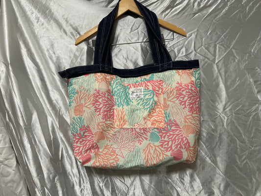 Shells and Coral Reversible Denim Bag