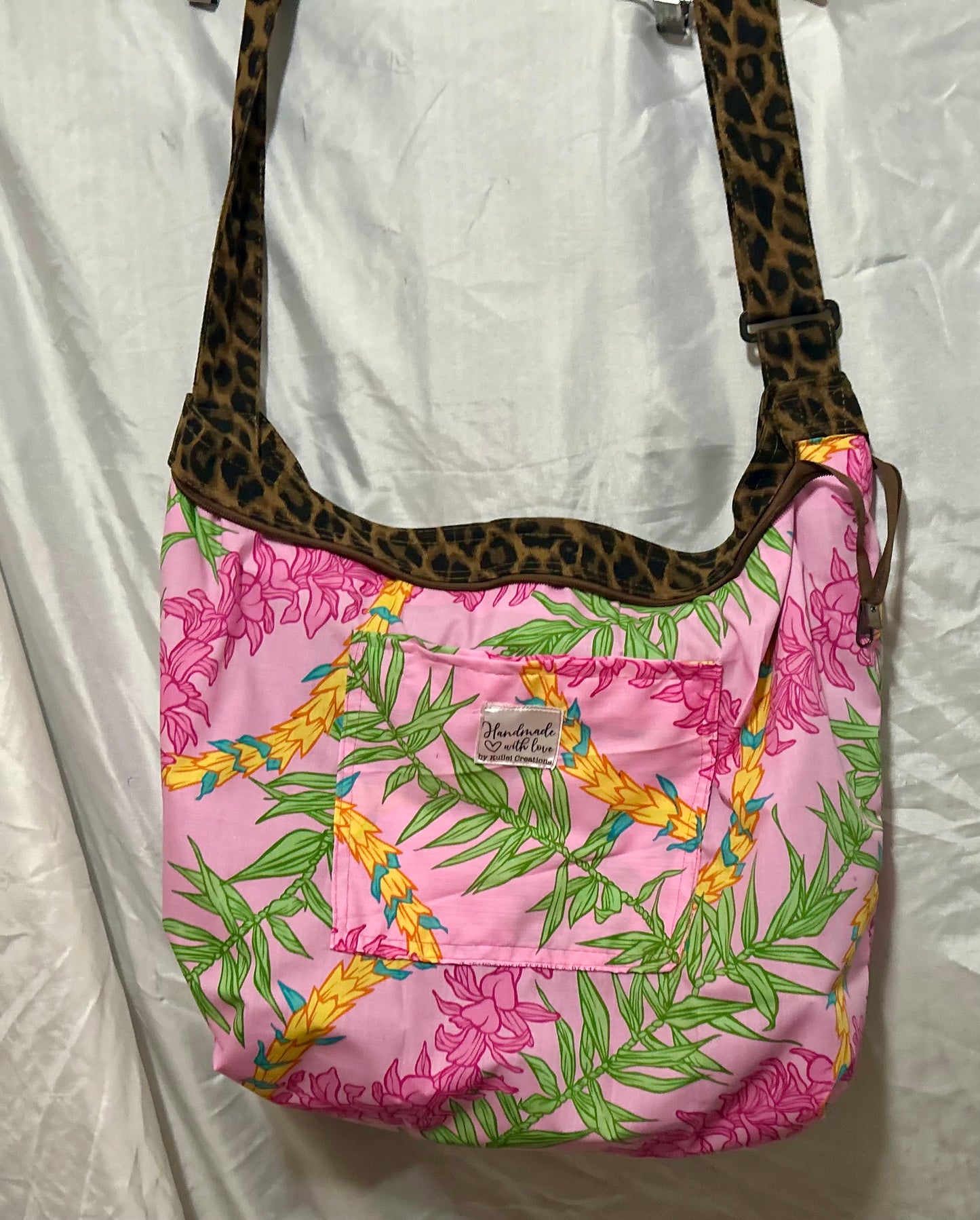 Leopard Print Bag with Leis and Puas