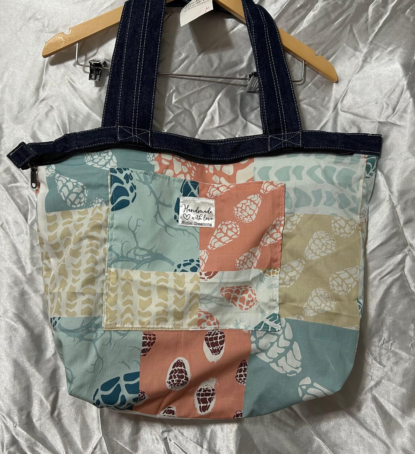 Quilt of Shells Reversible Denim Bag