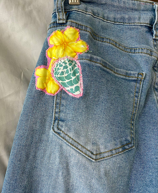 Tiare, Puakinekine, and Shells Jeans