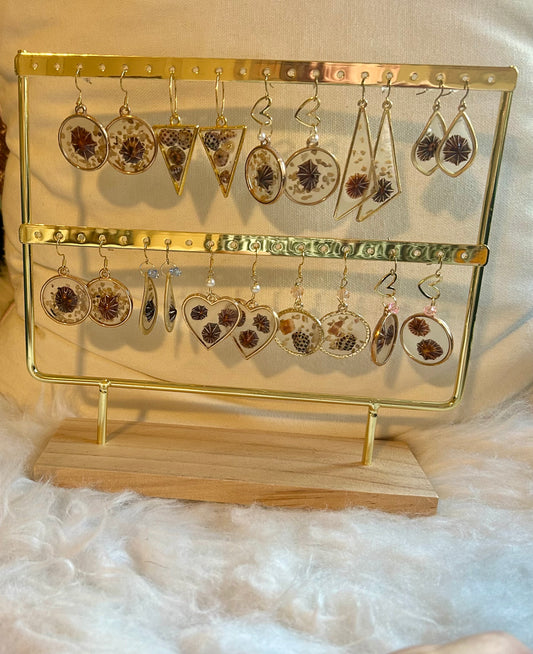 Opihi and Mini Shell Earrings set in Resin 14 K gold fill