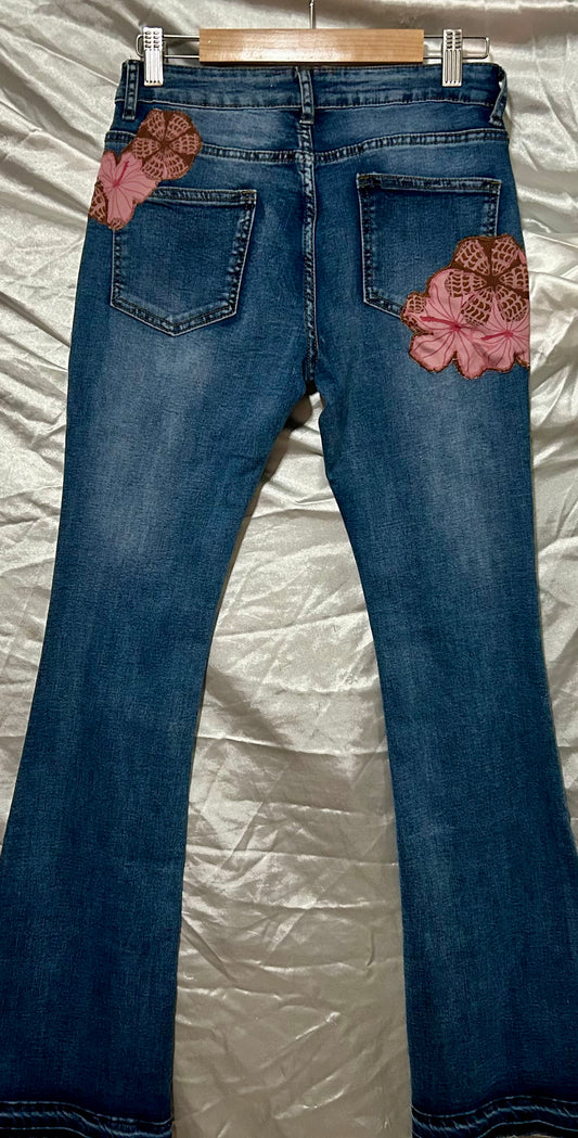 Bootcut Hebrew Cone Shell Hibiscus Jeans