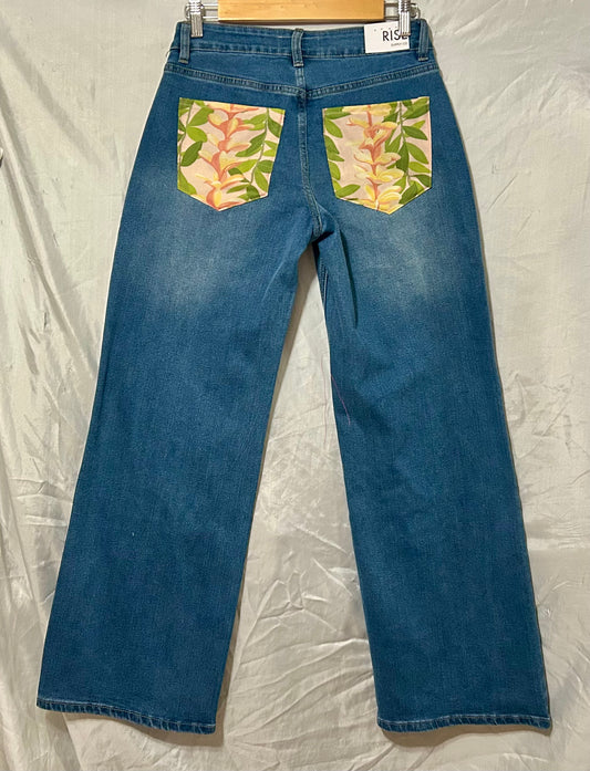 Wide Leg Plumeria Jeans