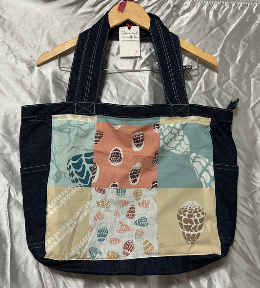 Quilt of Shells Reversible Denim Bag