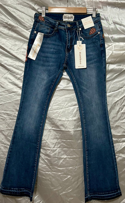 Bootcut Hebrew Cone Shell Hibiscus Jeans