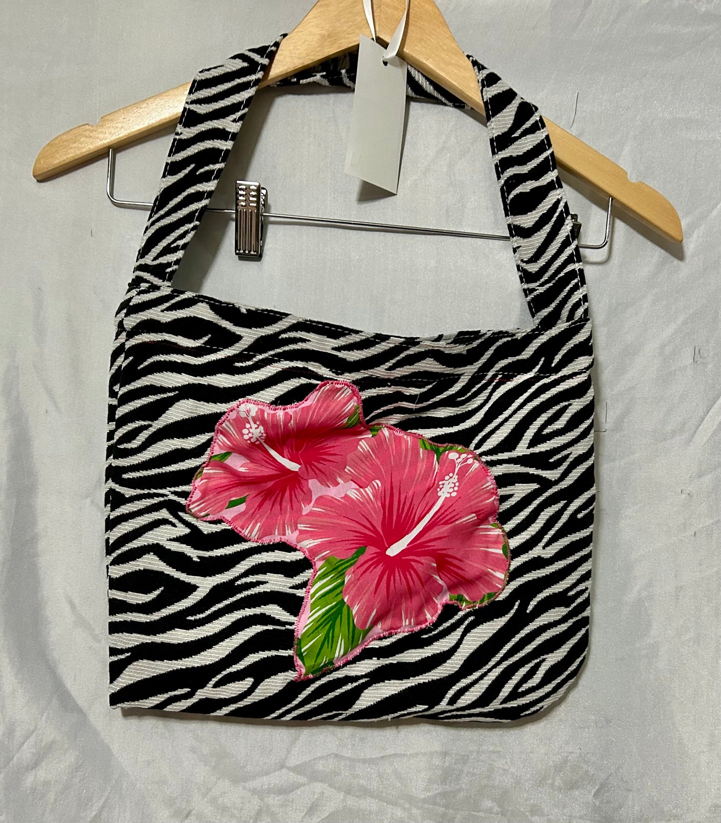 Flowers on Zebra Print Handbag
