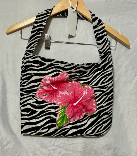Flowers on Zebra Print Handbag
