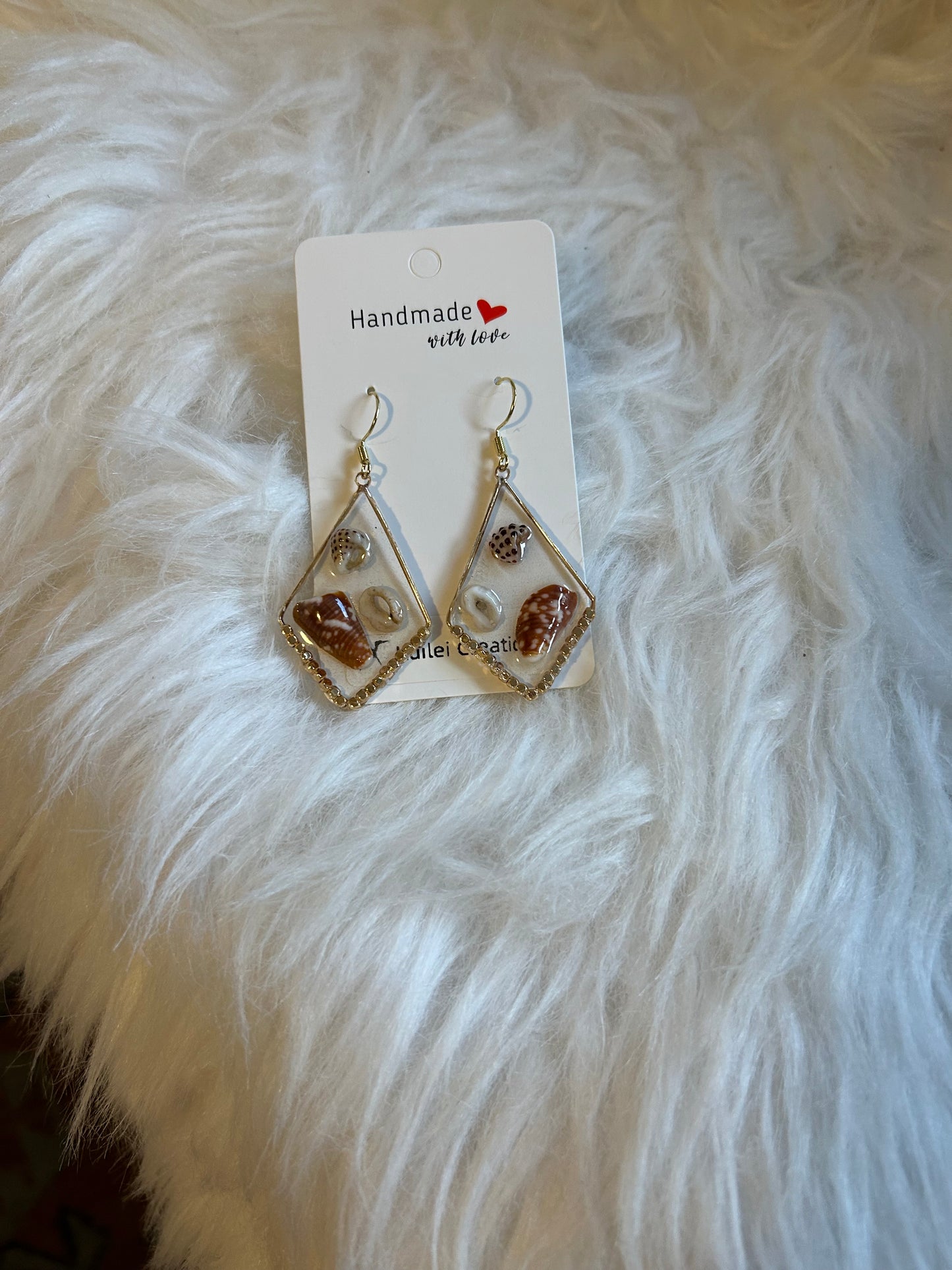 14K Shells in resin earrings