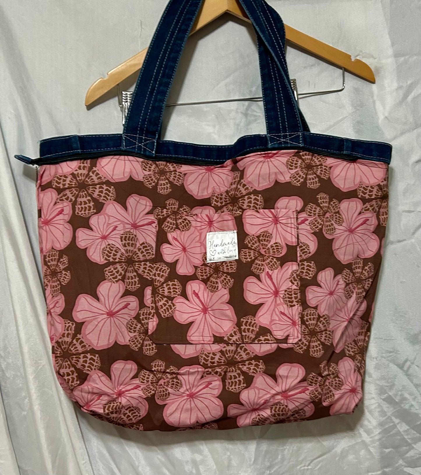Reversible Hebrew Cone Shell Hibisscus Bag