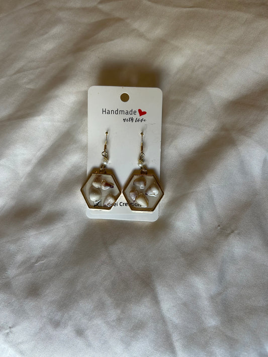 Tiny Cone Shell Earrings set in resin